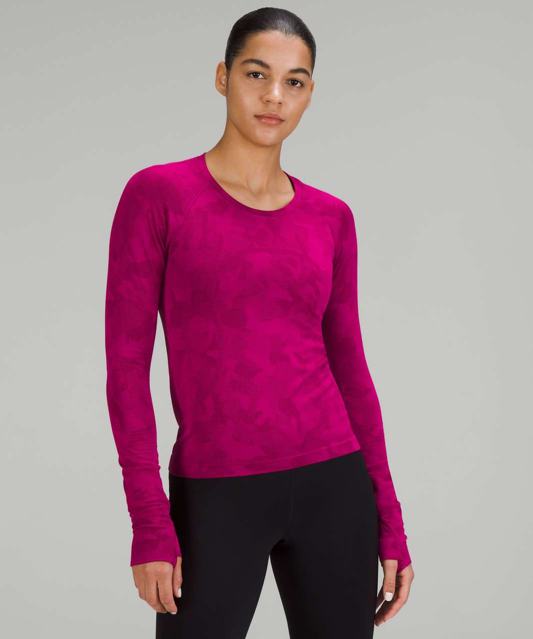 Lululemon Swiftly Tech Long Sleeve Shirt 2.0 *Race Length - Smoky Red /  Black - lulu fanatics