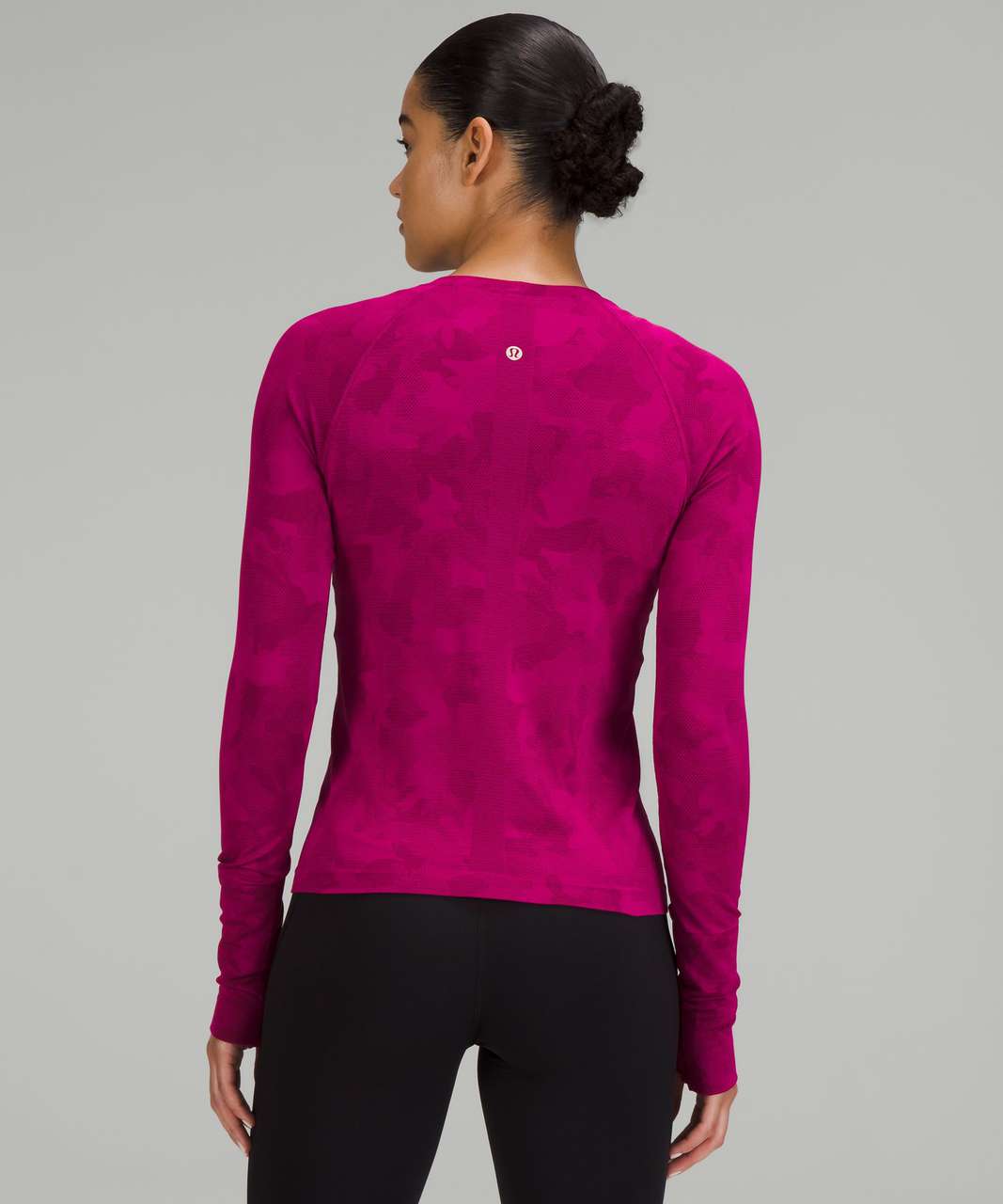 Lululemon New Year Swiftly Tech Long Sleeve Shirt 2.0 *Race Length - Rabbit  All Over Print Ripened Raspberry / Red Merlot - lulu fanatics