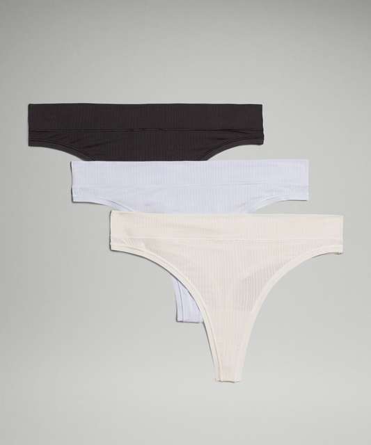 Lululemon InvisiWear Thong 3 Pack NWT Small Mid rise HGPT/PIMI/BLK LW9DC3S