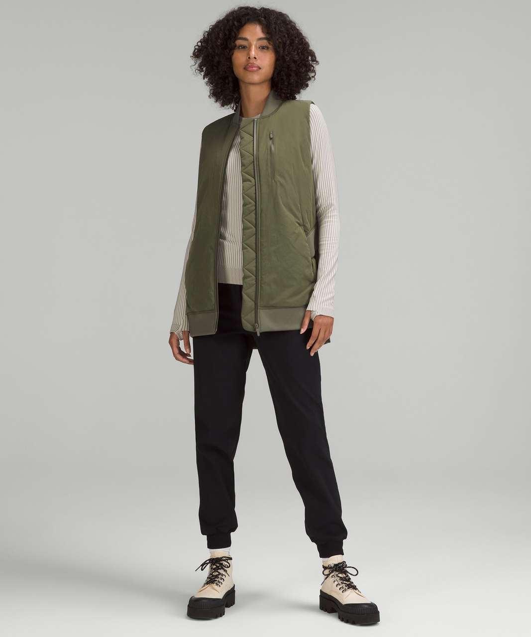 Lululemon Long Insulated Bomber Vest - Medium Olive