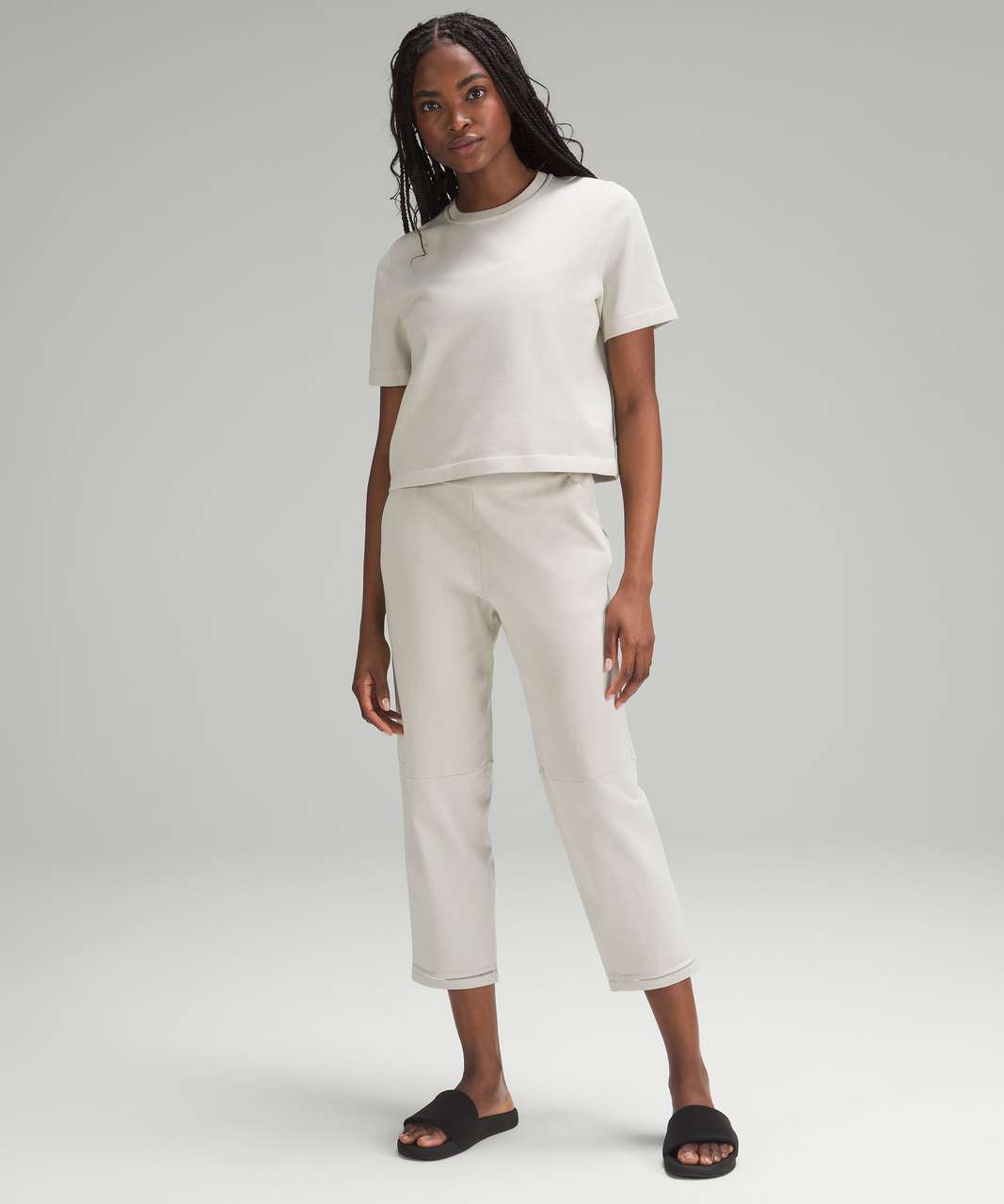 Womens' Wide Leg Crop High Rise Pants Relaxed Fit A New Day White