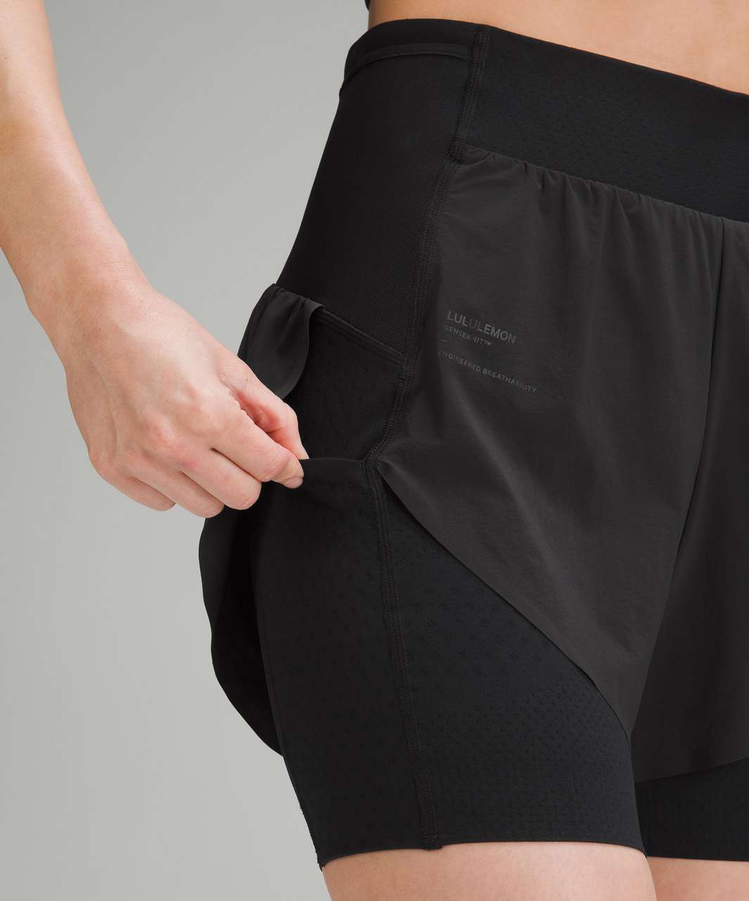 Lululemon SenseKnit Composite High-Rise Running Short - Black