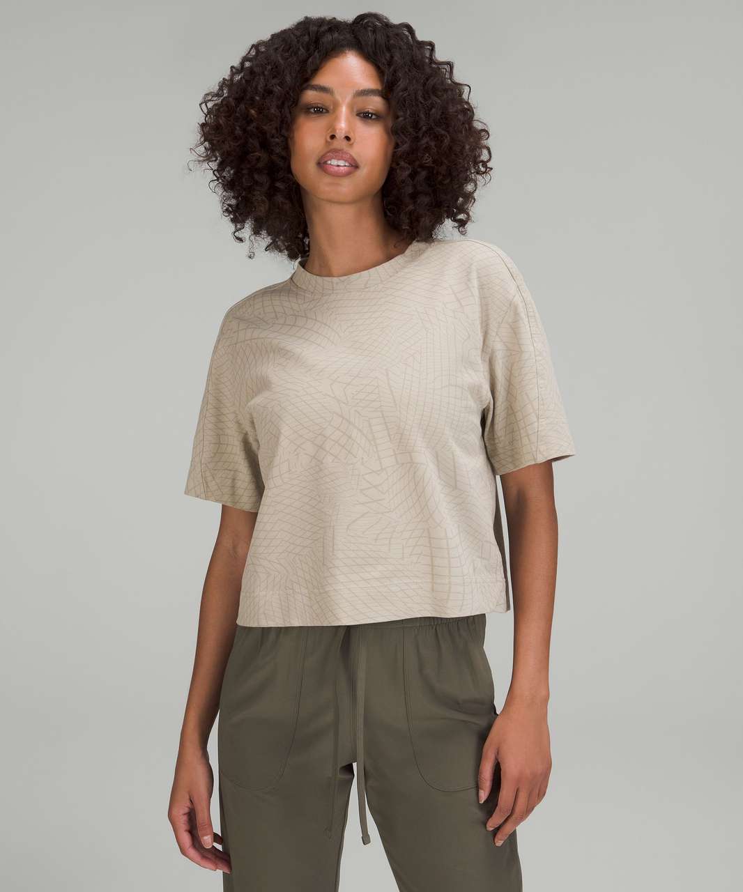 Lululemon Heavyweight Cotton T-Shirt - Gradiating Grid Raw Linen Multi
