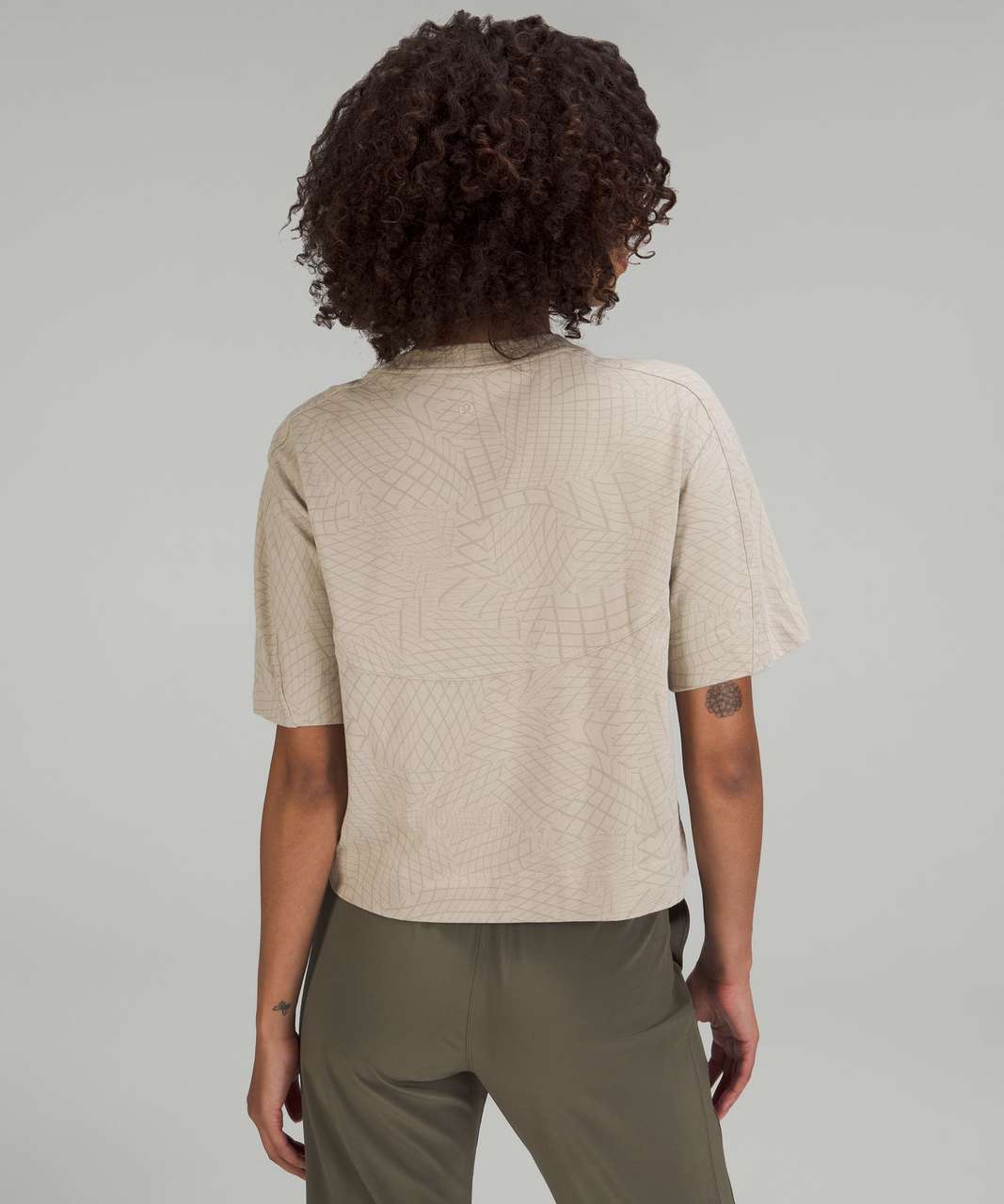 Lululemon Heavyweight Cotton T-Shirt - Gradiating Grid Raw Linen Multi