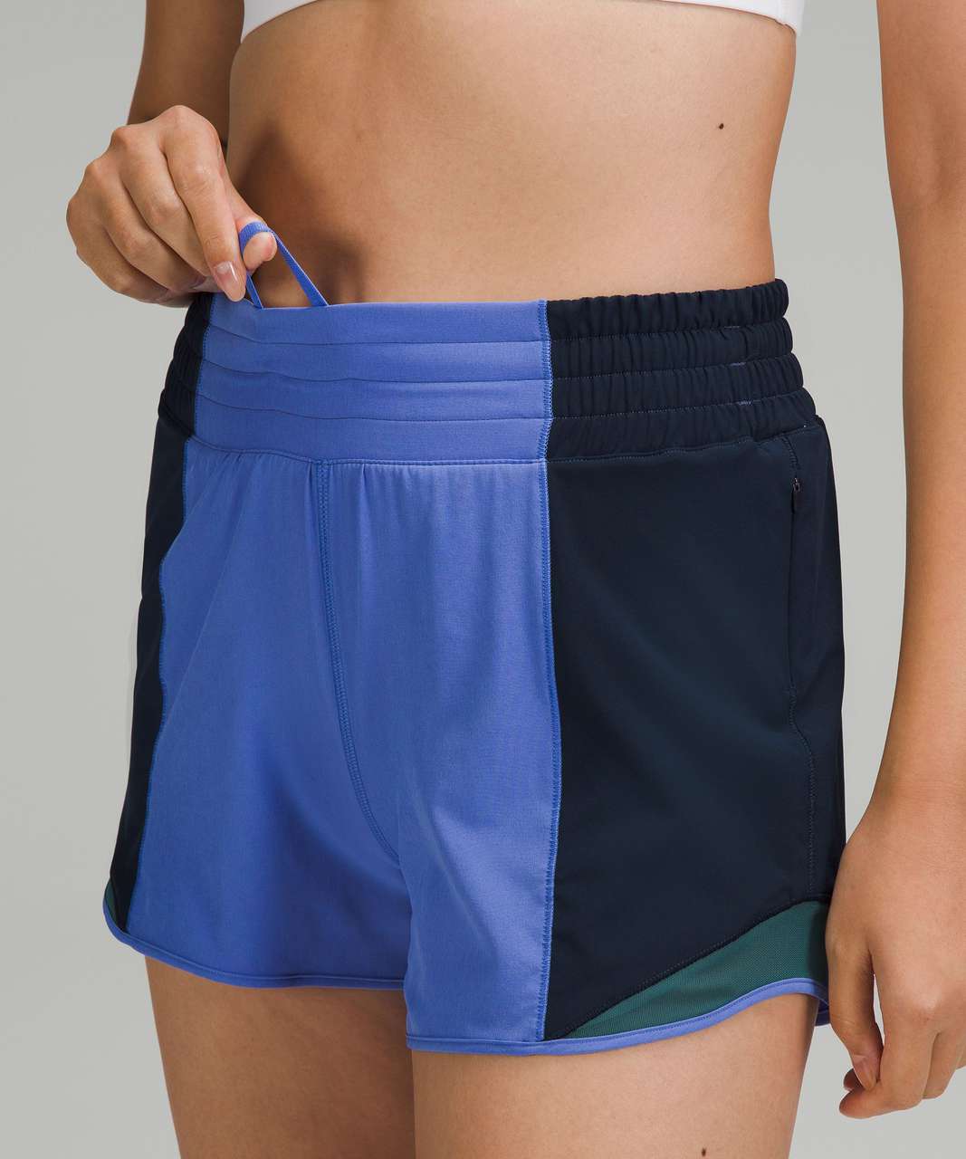 Lululemon Hotty Hot High-Rise Short 4 *Colour Block - Wild Indigo / True  Navy / Green Jasper - lulu fanatics