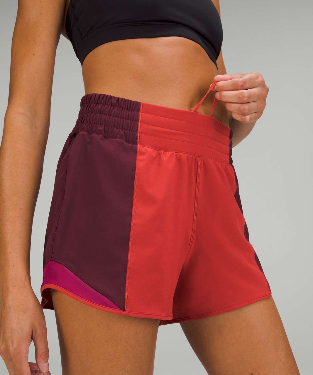 Lululemon Hotty Hot High-Rise Short 4 *Colour Block - Red Rock