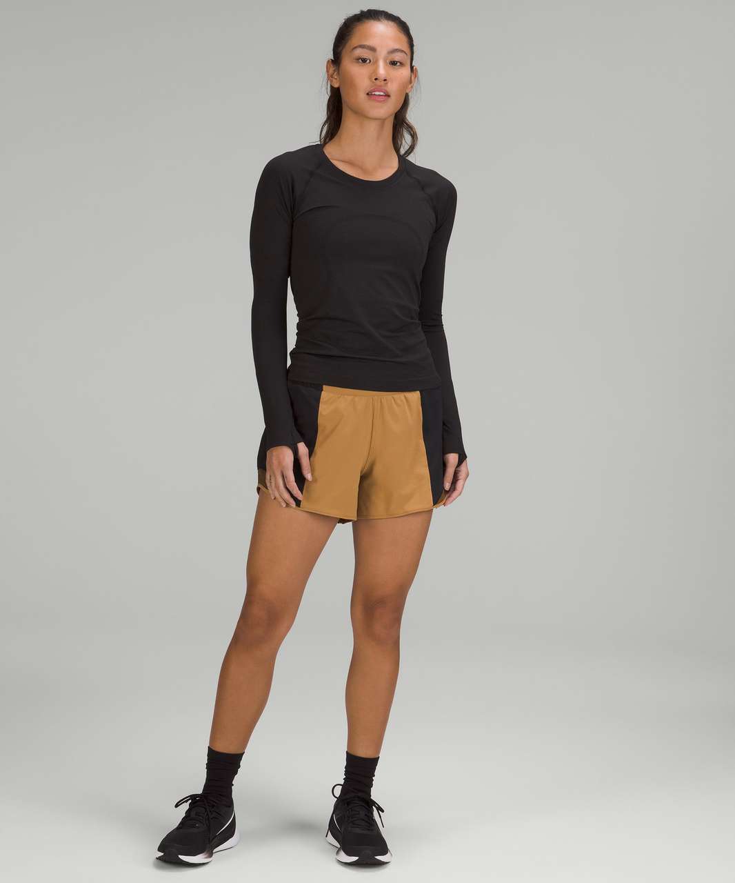 Lululemon Hotty Hot High-Rise Short 4" *Colour Block - Bold Beige / Black / Deep Artifact