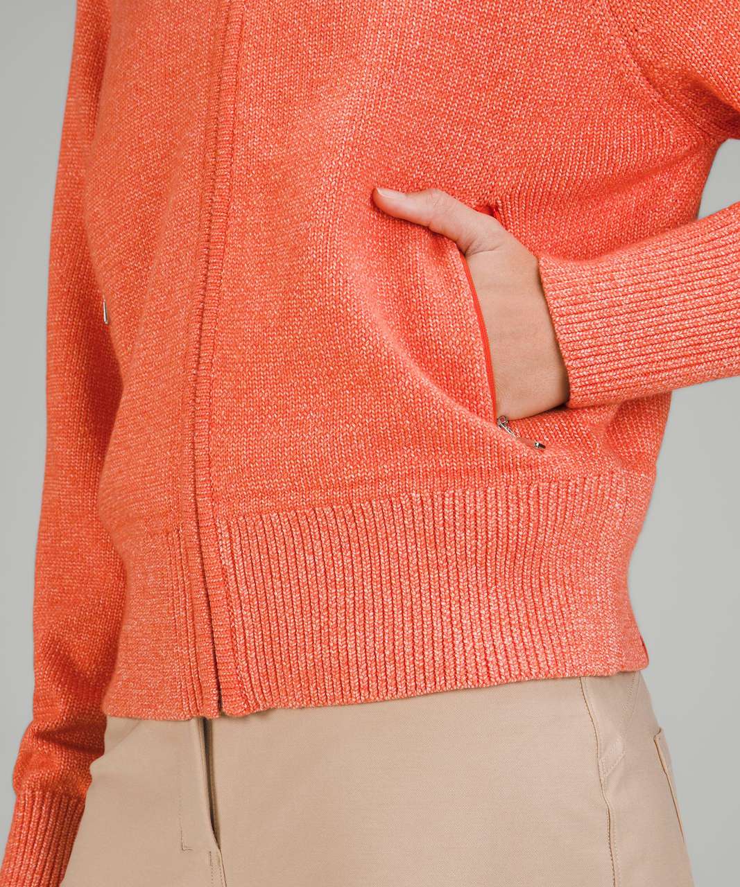 Lululemon Cotton-Blend Full-Zip Sweater - Heathered Solar Orange