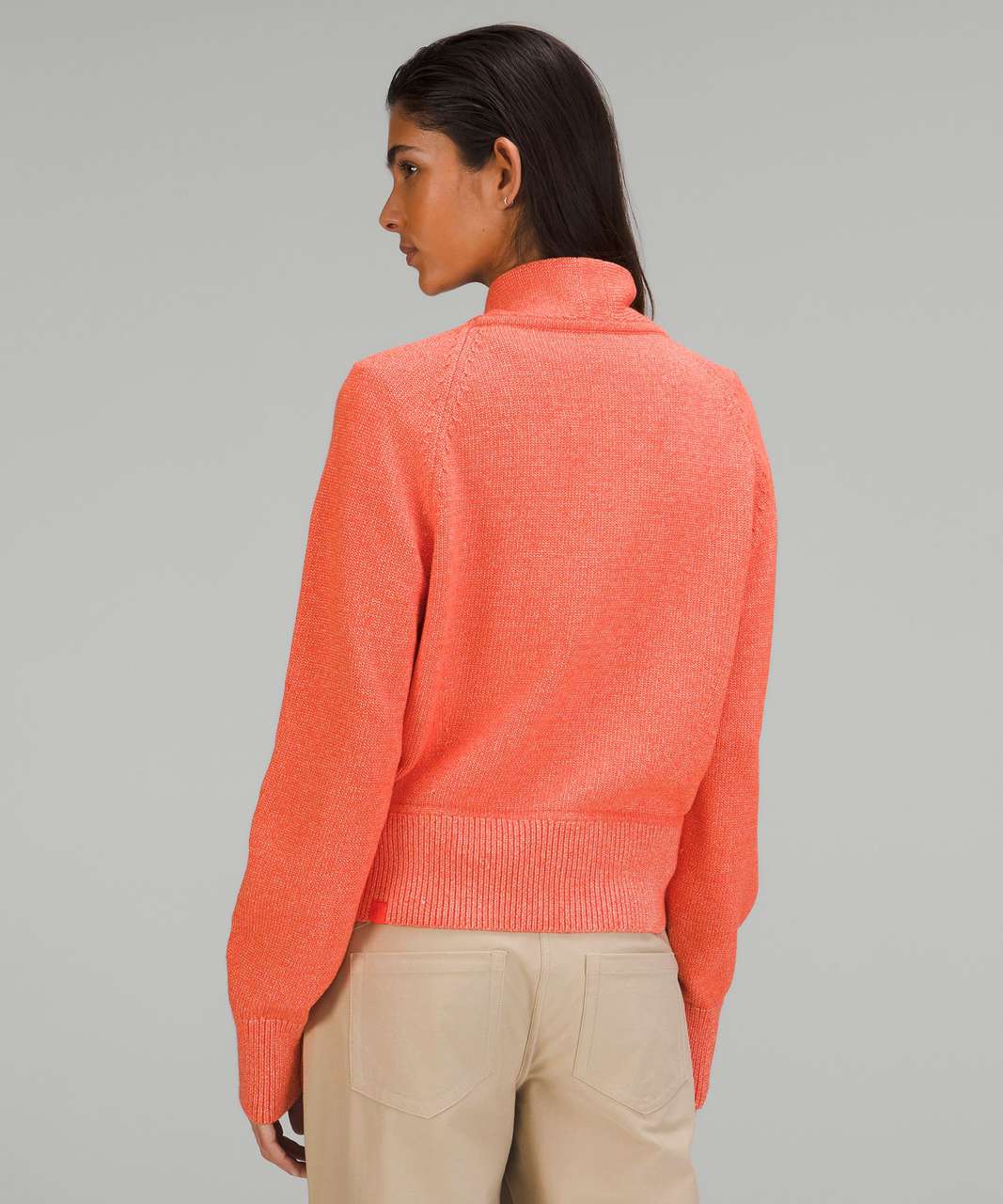 Lululemon Cotton-Blend Full-Zip Sweater - Heathered Solar Orange