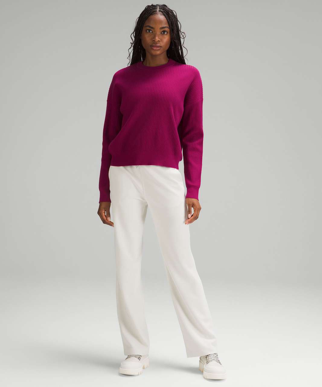 Lululemon Cotton-Blend Ribbed Sweater - Wild Berry / Ripened Raspberry -  lulu fanatics