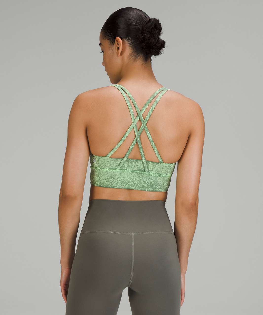 Lululemon Energy Longline Bra *Medium Support, B–D Cups Nulux - City Grit  Green Multi - lulu fanatics