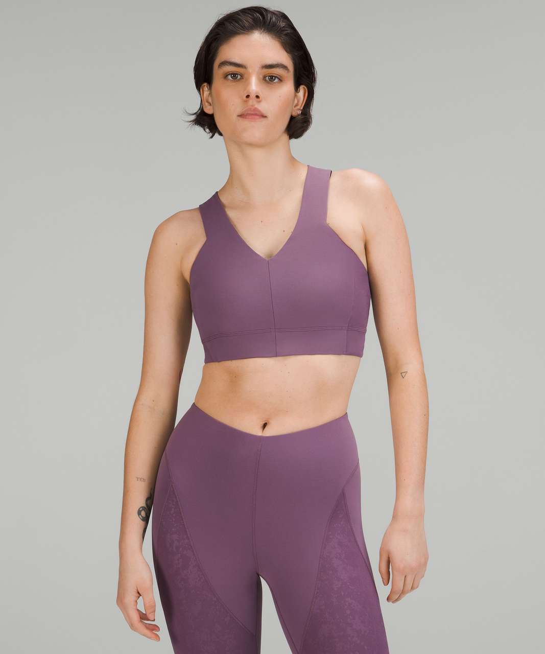 Lululemon lab Embossed Nulu Cross-Back Yoga Bra - Tracer Print Emboss Dusty Amethyst Multi