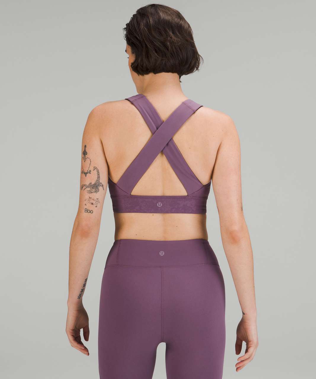 Lululemon lab Embossed Nulu Cross-Back Yoga Bra - Tracer Print Emboss Dusty Amethyst Multi