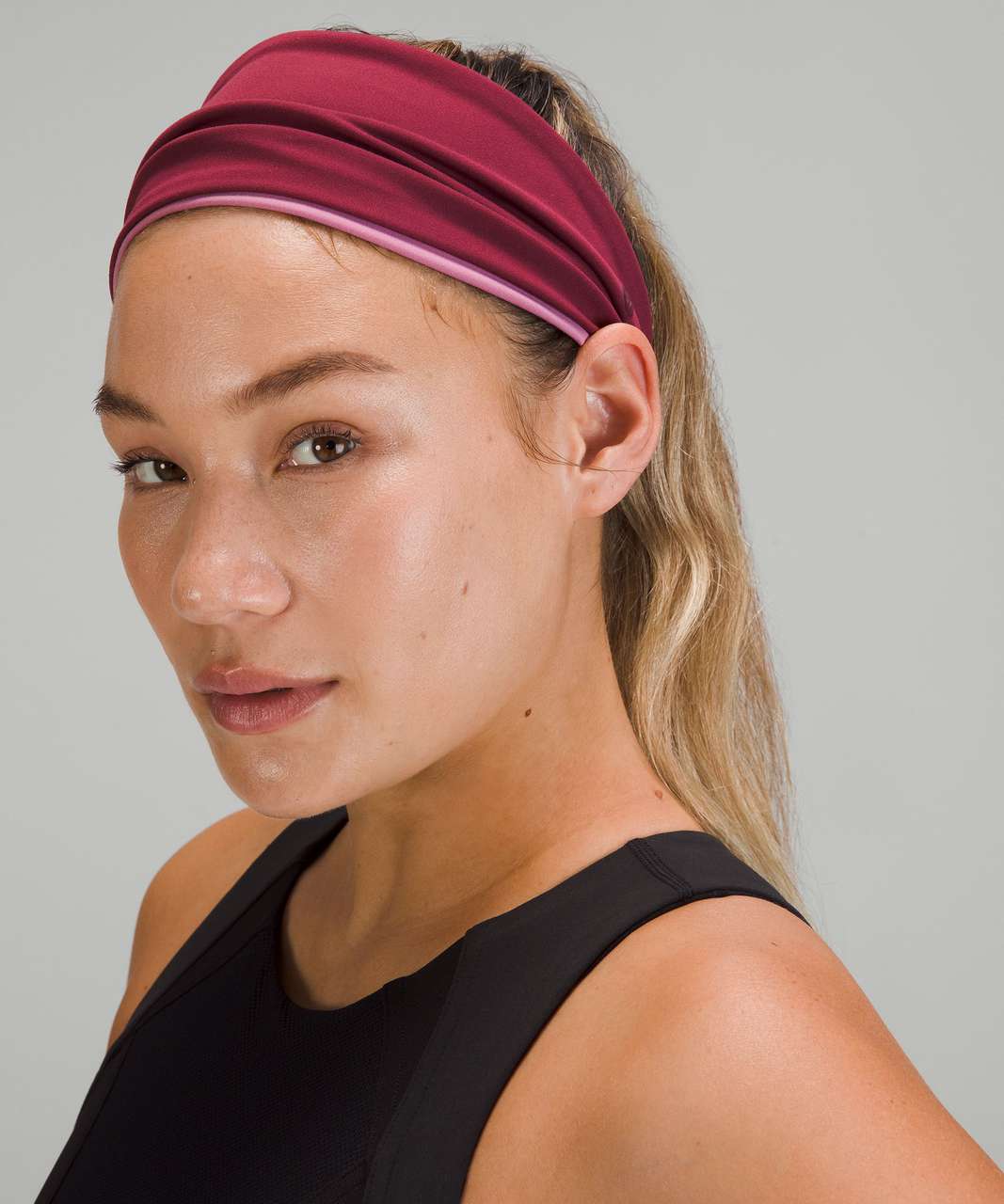 Lululemon Womens Fringe Fighter Headband *Nulu - Wine Berry / Velvet Dust