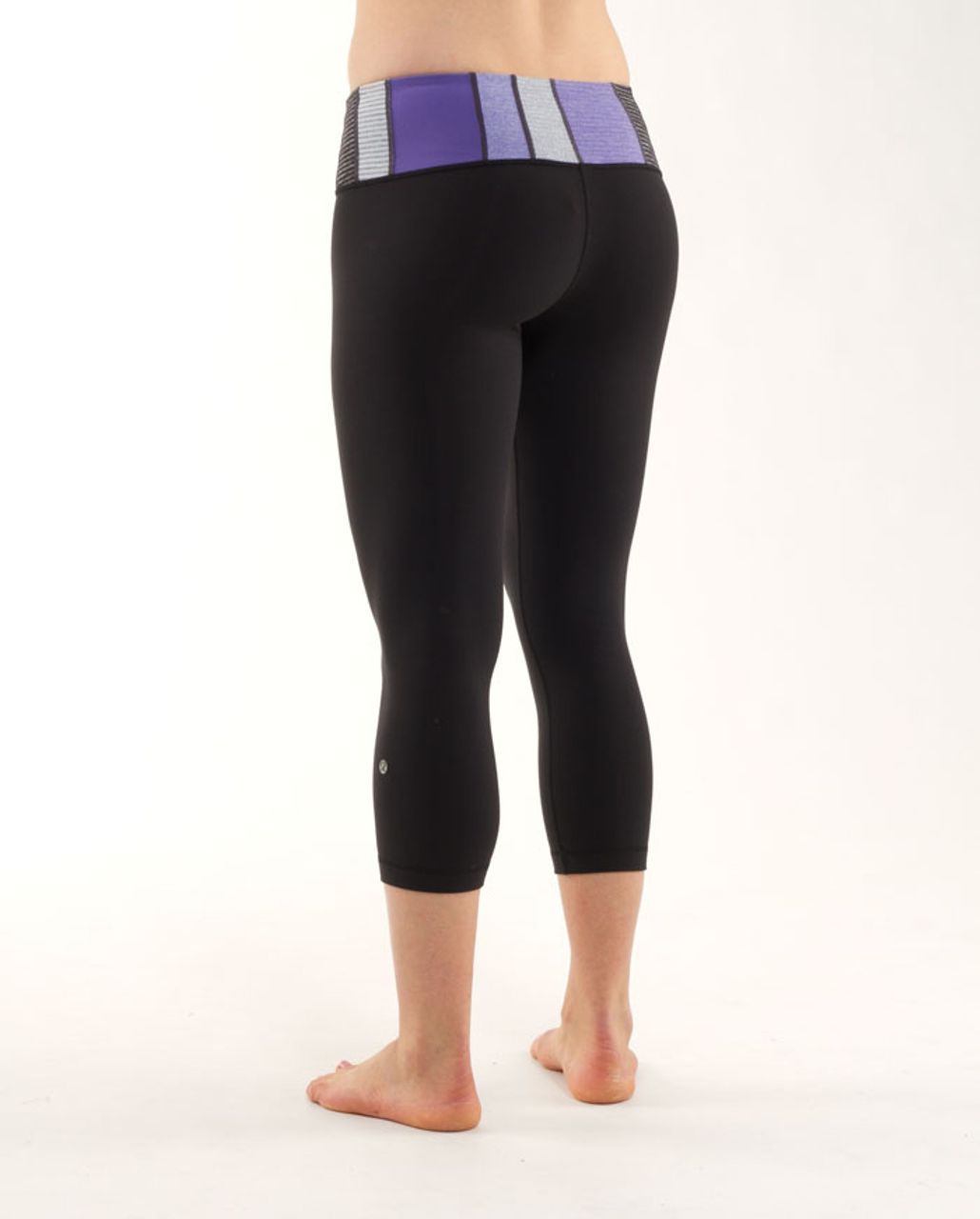 Lululemon Wunder Under Crop *Pique Waistband - Black /  Winter Quilting 15