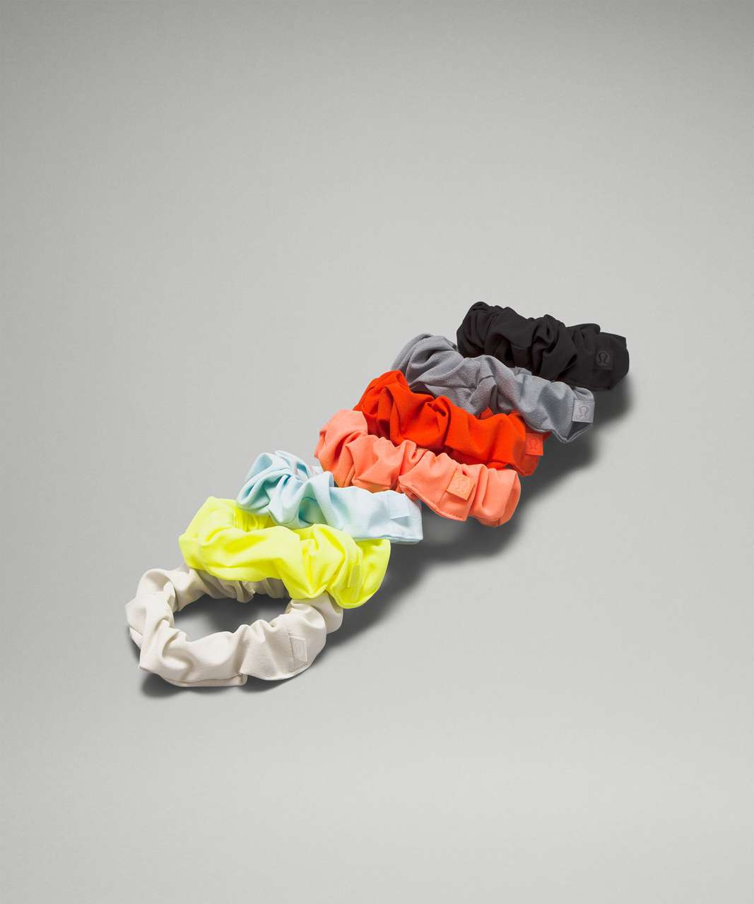 Lululemon Uplifting Scrunchies *7 Pack - Black / Rhino Grey / Solar Orange / Sunny Coral / Bone / Powder Blue / Electric Lemon