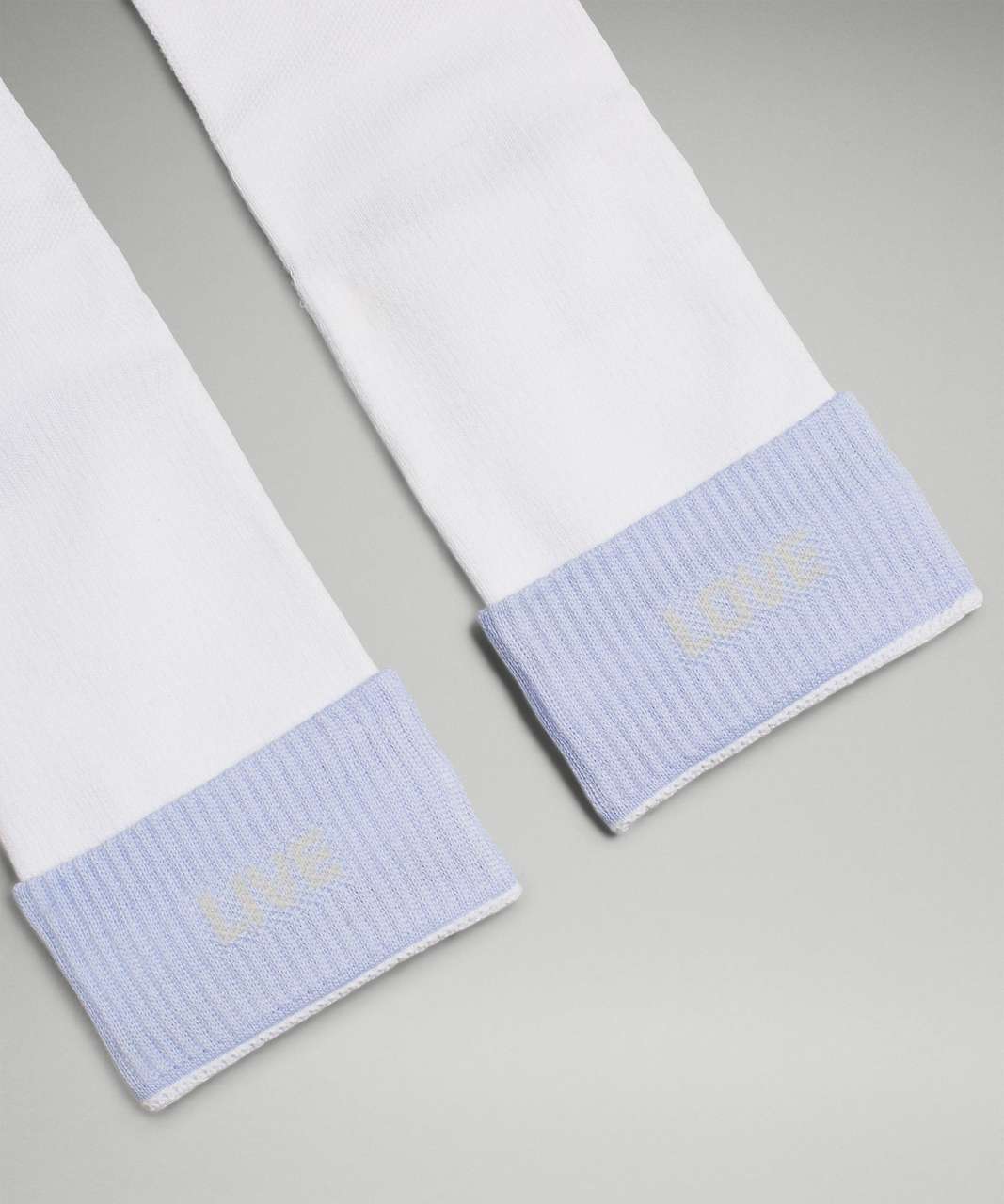 Lululemon Womens Daily Stride Comfort Crew Sock - White / Blue Linen