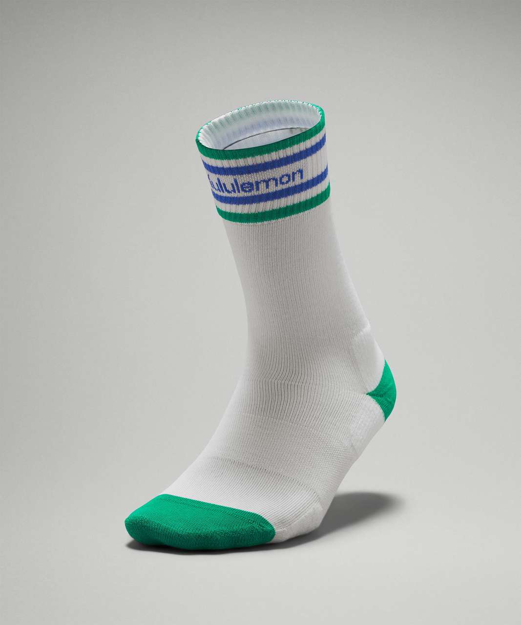 Lululemon Womens Daily Stride Comfort Crew Sock - White / Maldives Green