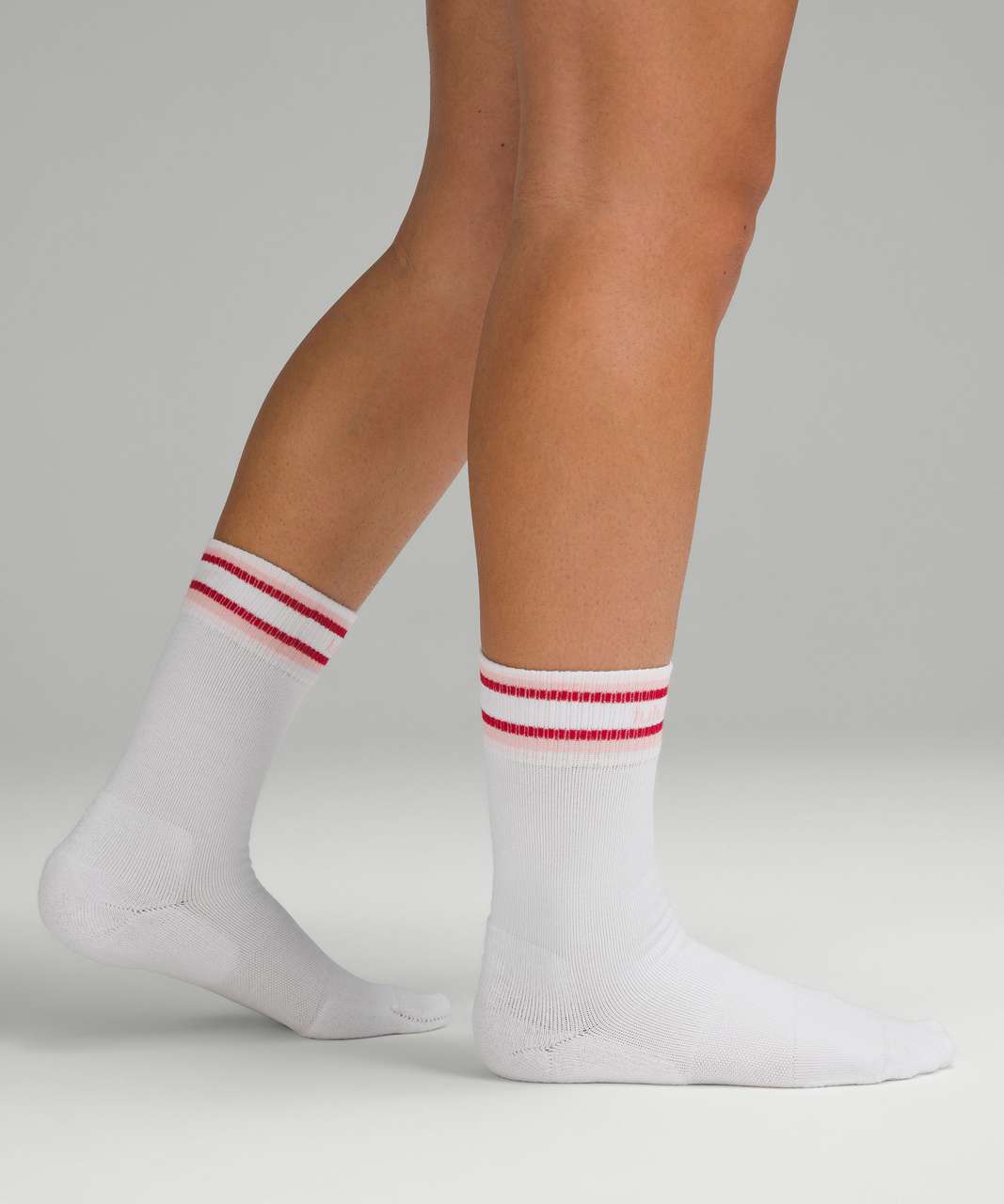 Lululemon Womens Daily Stride Comfort Crew Sock - White / Dew Pink