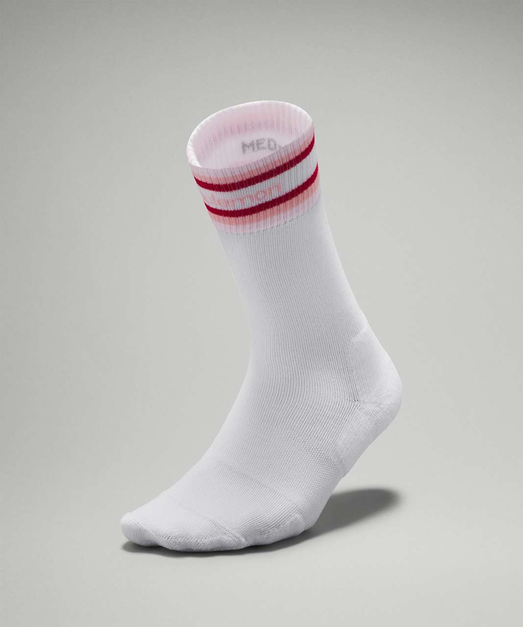 Lululemon Womens Daily Stride Comfort Crew Sock - White / Dew Pink