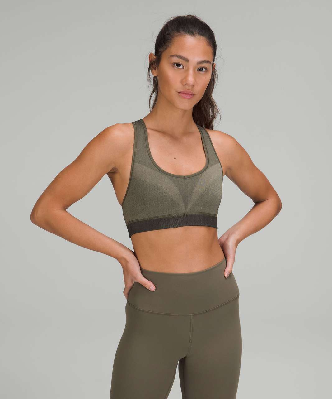 Lululemon Seamless Racerback Train Bra *Light Support, B/C Cup - Army Green