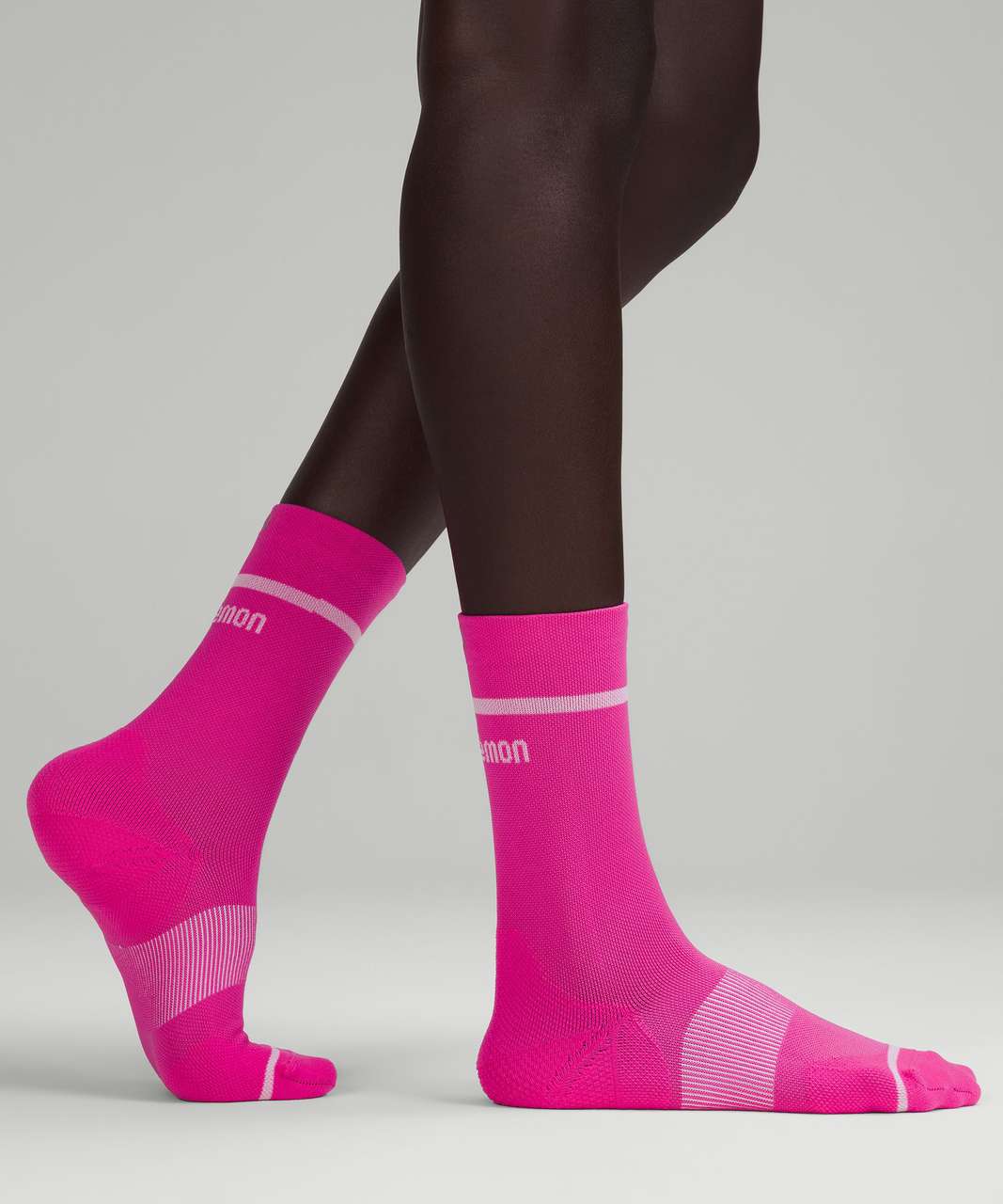 Lululemon Womens Power Stride Crew Sock 3 Pack - Sonic Pink / White / Solar Orange