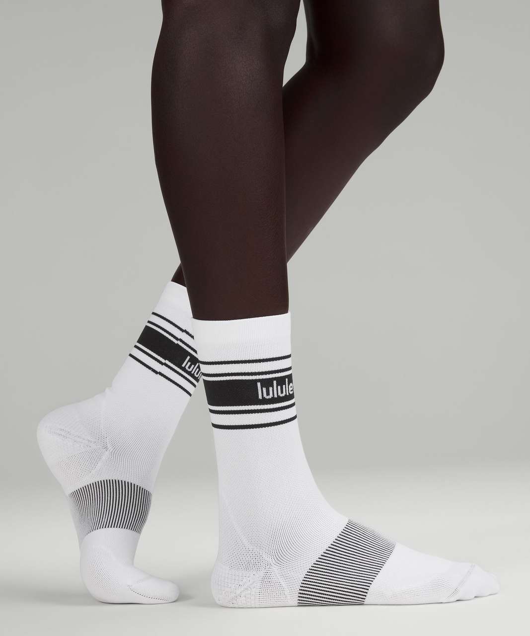 Lululemon Womens Power Stride Crew Sock 3 Pack - Black / Heather Grey / White