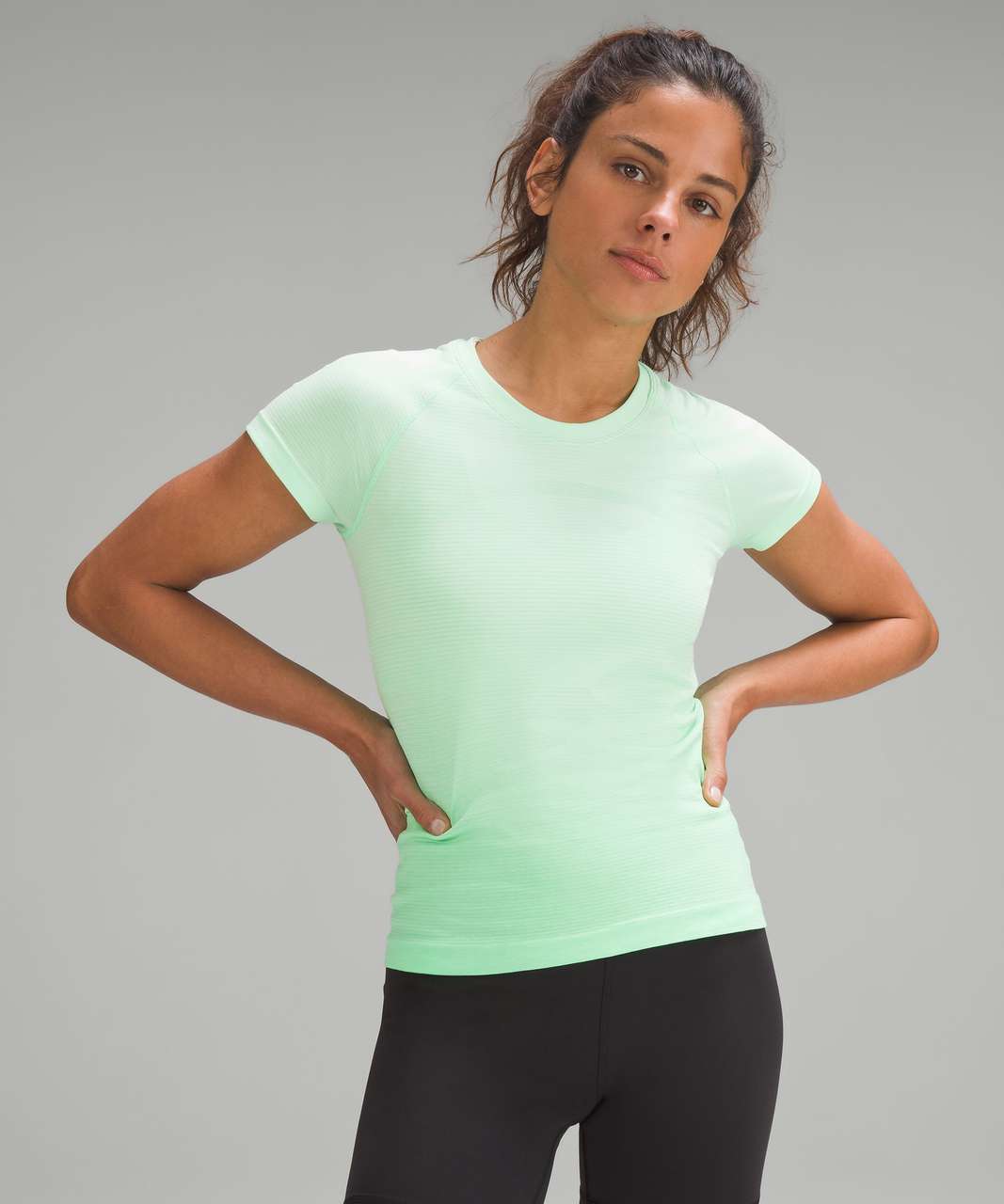 Lululemon Swiftly Tech Short-Sleeve Shirt 2.0 Race Length *Plant-Based Nylon - Earth Day Fade Lime Shock / White