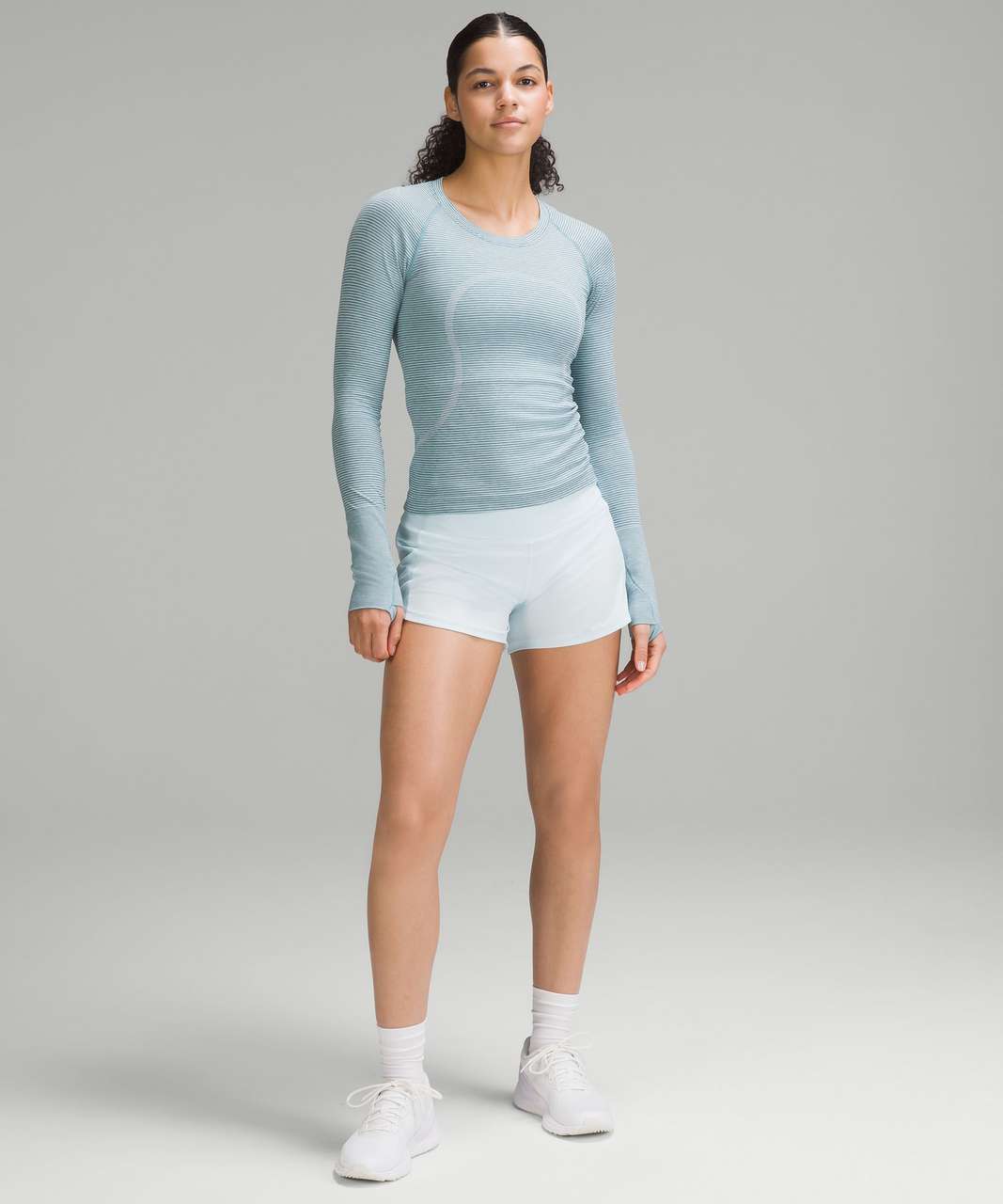 Lululemon Swiftly Tech Long-Sleeve Shirt 2.0 *Race Length - Tetra Stripe Vapor / Rhino Grey / Wild Indigo / Maldives Green