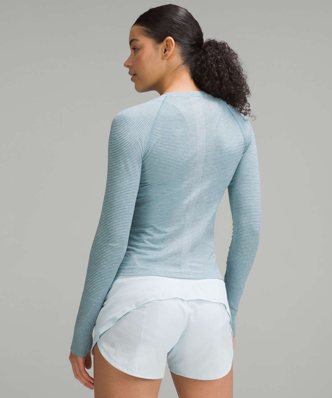 Lululemon Swiftly Tech Long-Sleeve Shirt 2.0 *Race Length - Tetra Stripe Vapor / Rhino Grey / Wild Indigo / Maldives Green