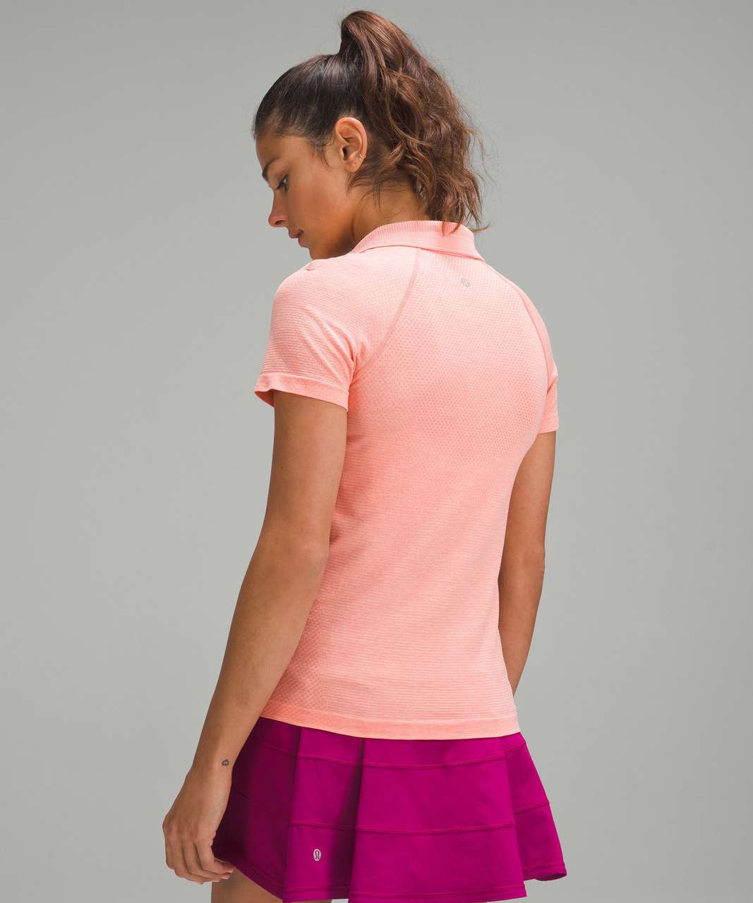 Lululemon Swiftly Tech Short-Sleeve Half-Zip Polo Shirt - Sunny Coral / Melon Sorbet