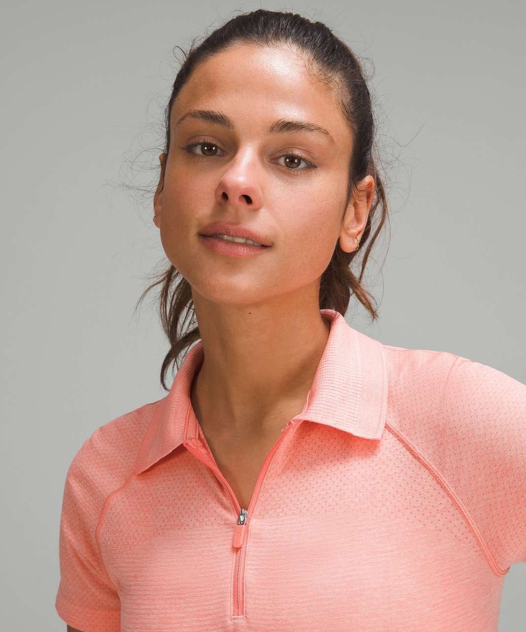 Lululemon Swiftly Tech Short-Sleeve Half-Zip Polo Shirt - Sunny Coral / Melon Sorbet