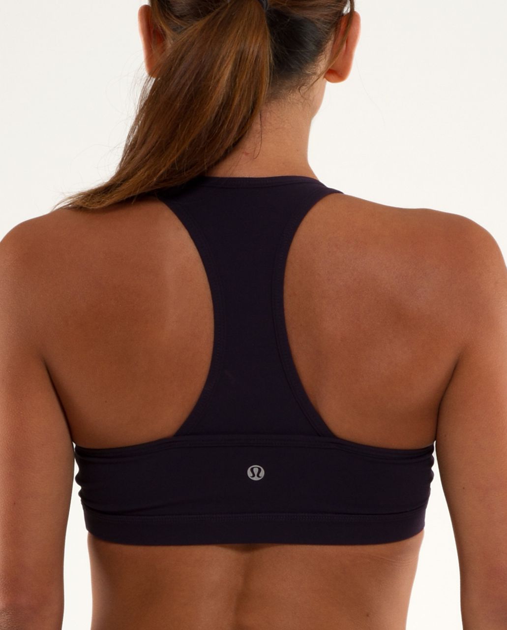 Lululemon Sz 6 Deep V Tank Top Navy Blue White Striped Shirt Bra 2-in-1  #2217