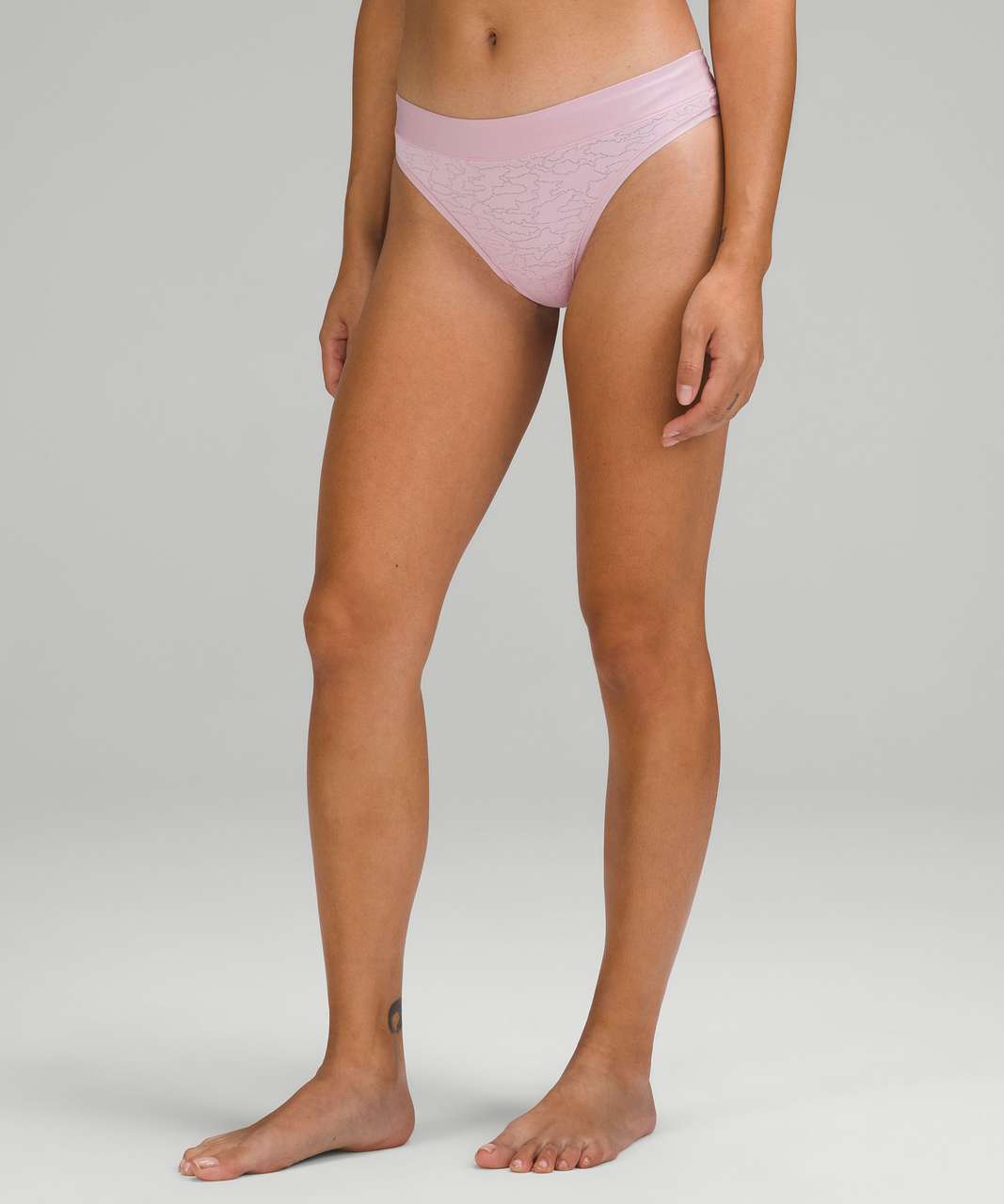 Lululemon InvisiWear Mid Rise Thong *Lace L LARGE 3/pack pink