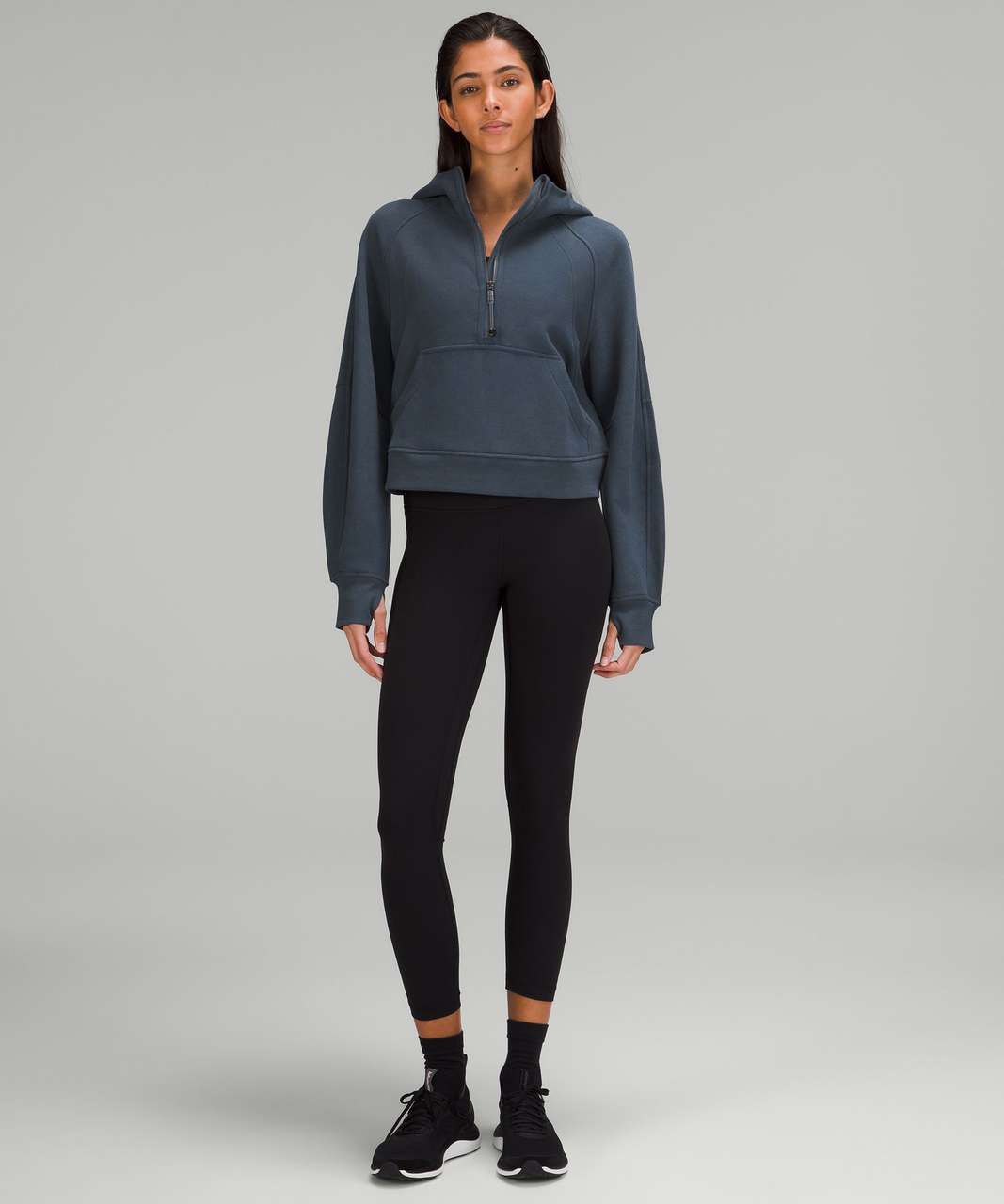 try on Scuba Oversized Half-Zip Hoodie and Scuba Mid-Rise Wide-Leg Pant in  DKFR : r/lululemon