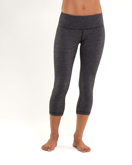 Lululemon Wunder Under Crop III - Heathered Black - lulu fanatics