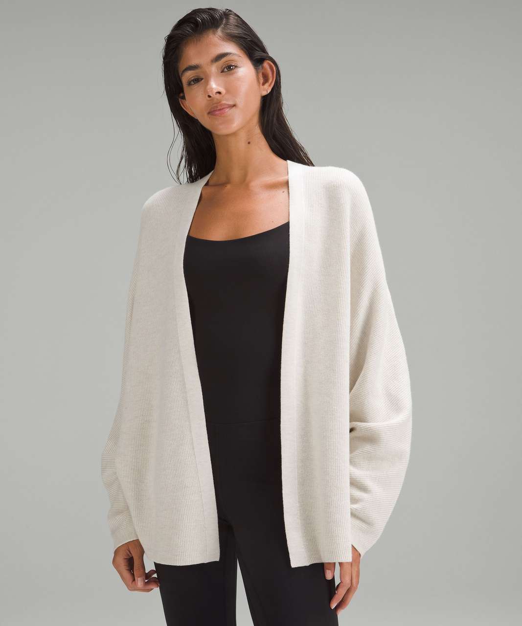 Lululemon Boxy Cotton-Blend Knit Wrap - Heathered Bone