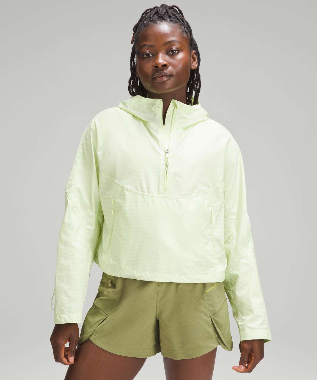 Lululemon Cinch-Back Half-Zip Hiking Pullover - Fluro Lime / Elixir - lulu  fanatics