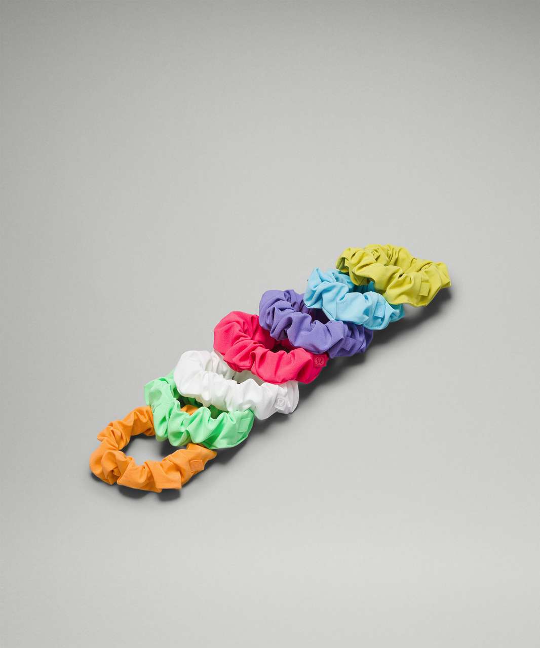 Lululemon Uplifting Scrunchies 7 Pack - Lip Gloss / Mango Dream / Yellow Serpentine / Pistachio / Cyan Blue / Dark Lavender / White