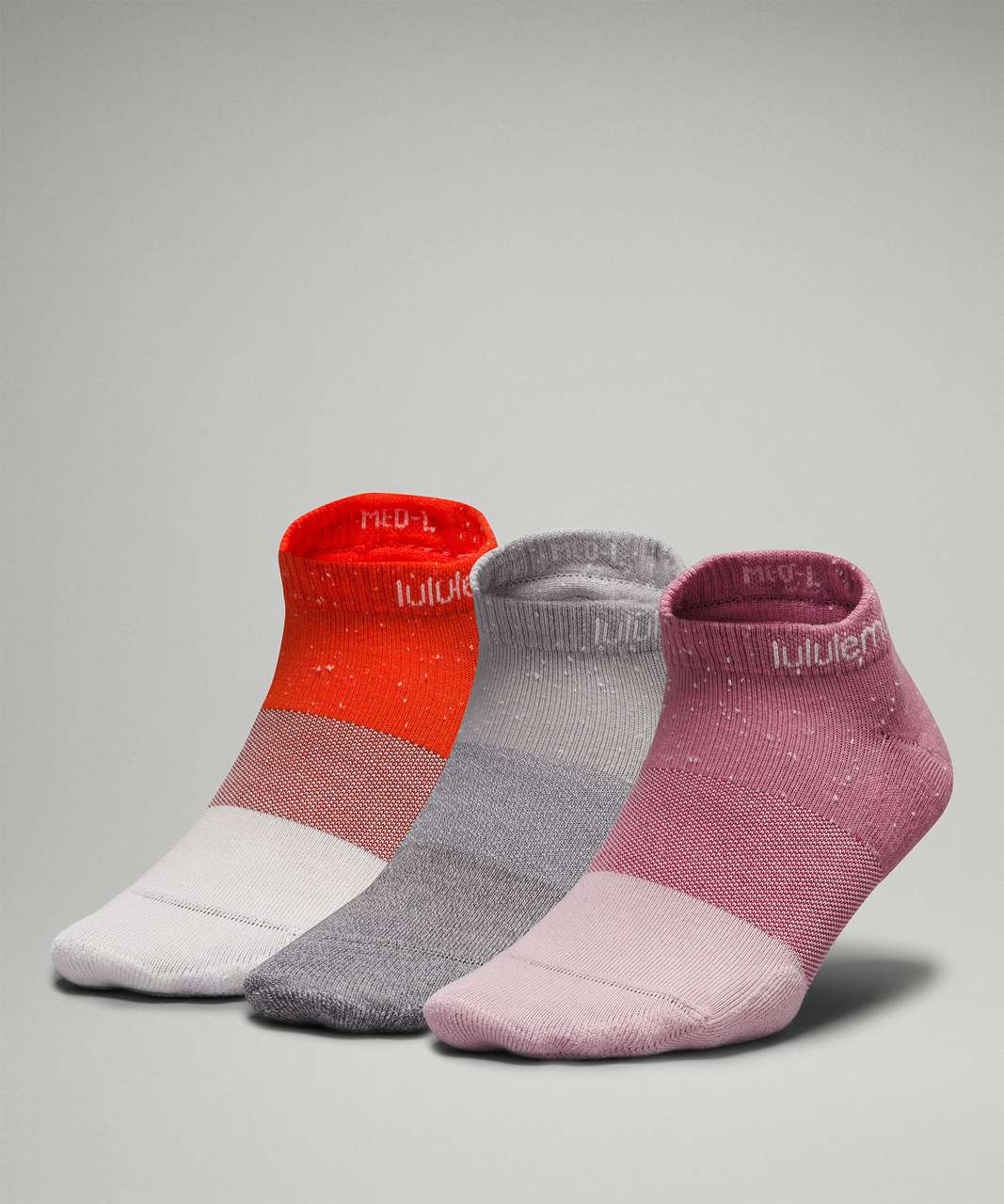 Lululemon Womens Daily Stride Comfort Ankle Sock *3 Pack - Velvet Dust / Silver Drop / Solar Orange