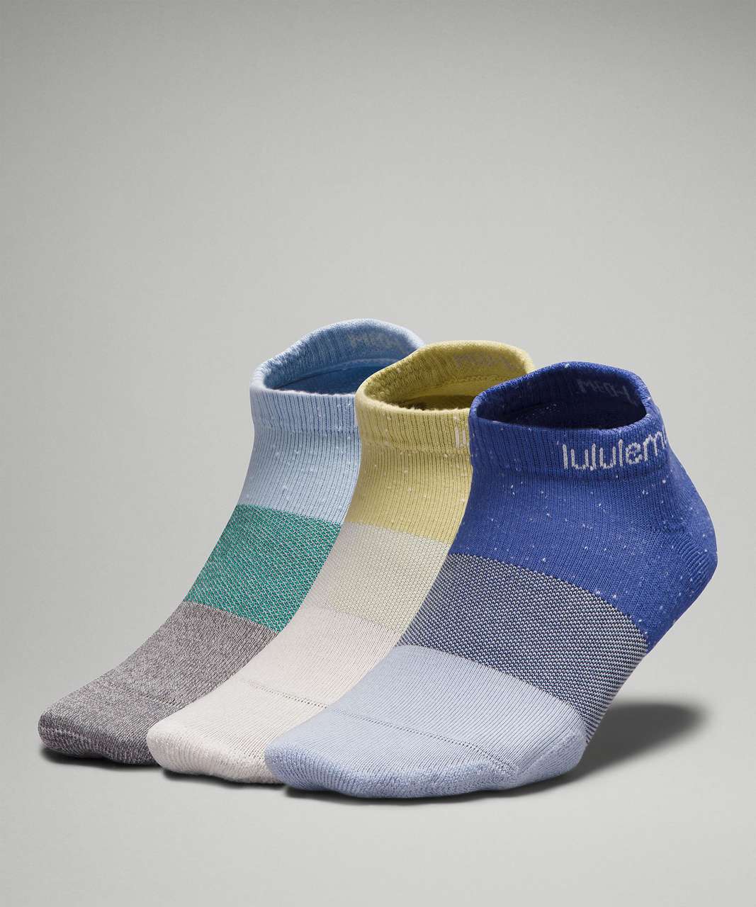 Lululemon Womens Daily Stride Comfort Ankle Sock *3 Pack - Blue Linen / Finch Yellow / Wild Indigo