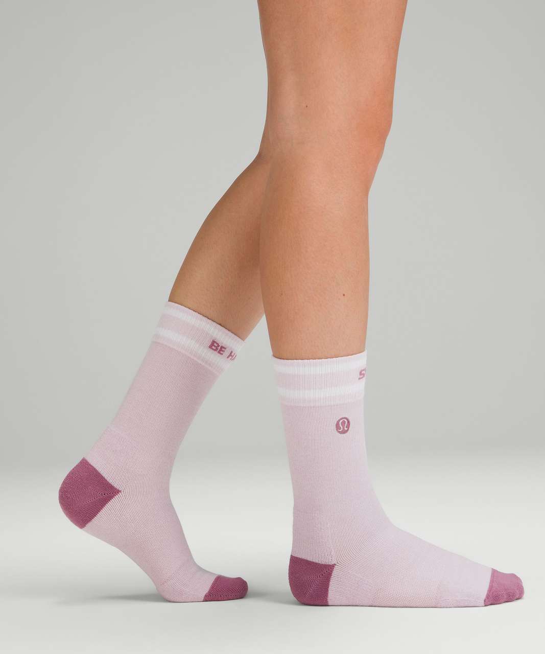 Lululemon Womens Daily Stride Comfort Crew Sock - Pink Peony / Velvet Dust