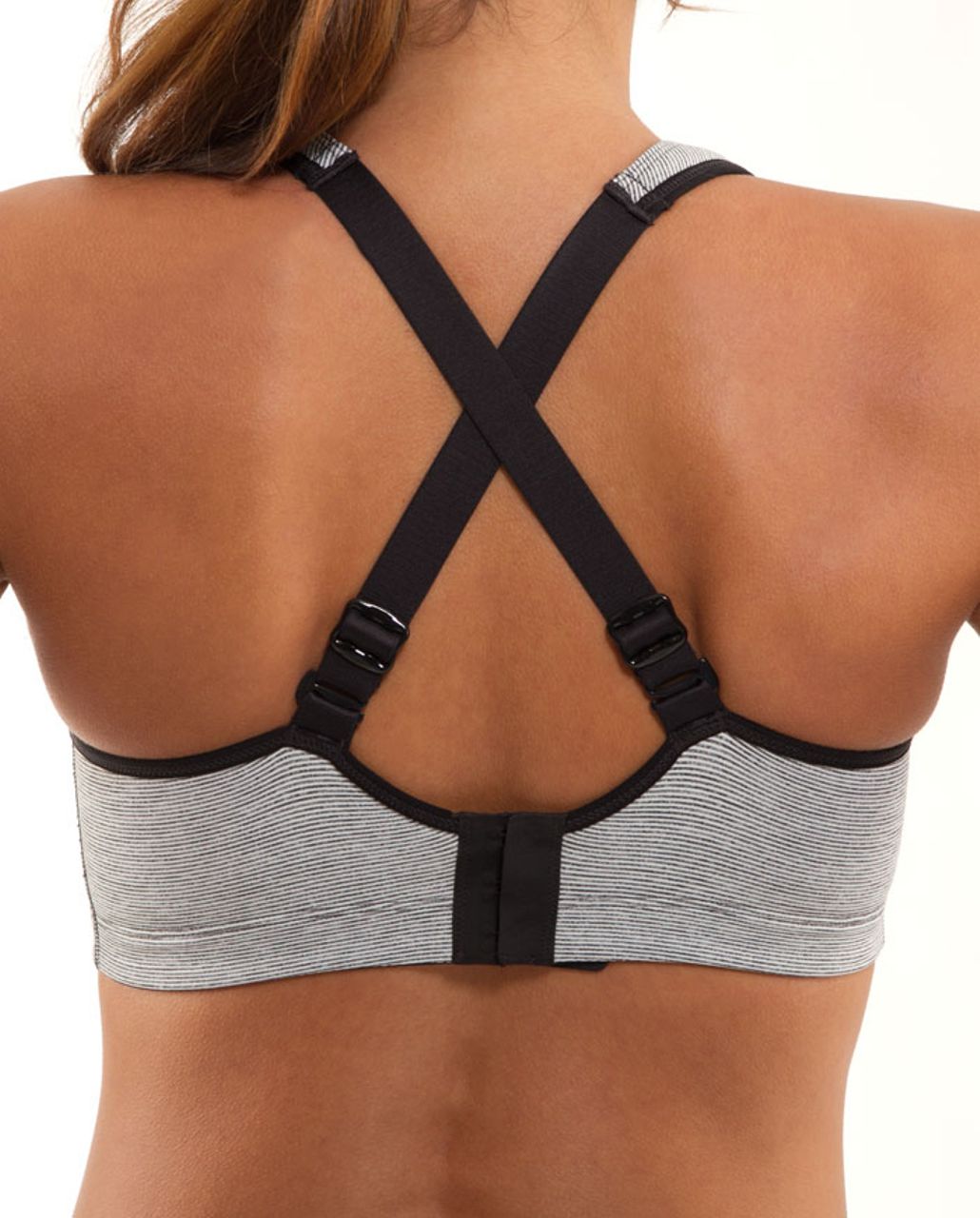 Lululemon Ta Ta Tamer II Ghost Coal Stripe Bra Full Coverage Full Support  34D