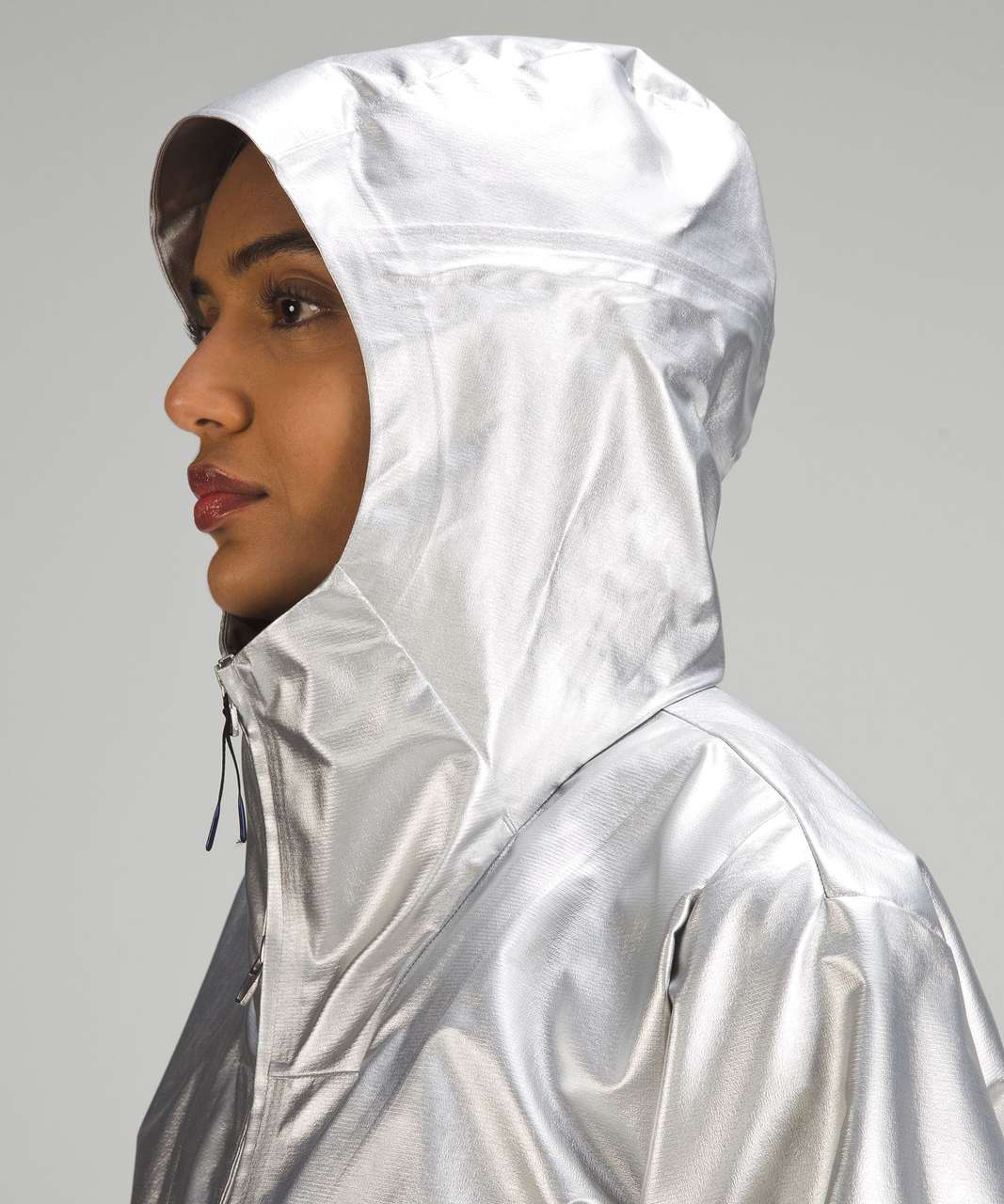 Lululemon lab Womens Hooded Metallic Jacket - Silver / Black