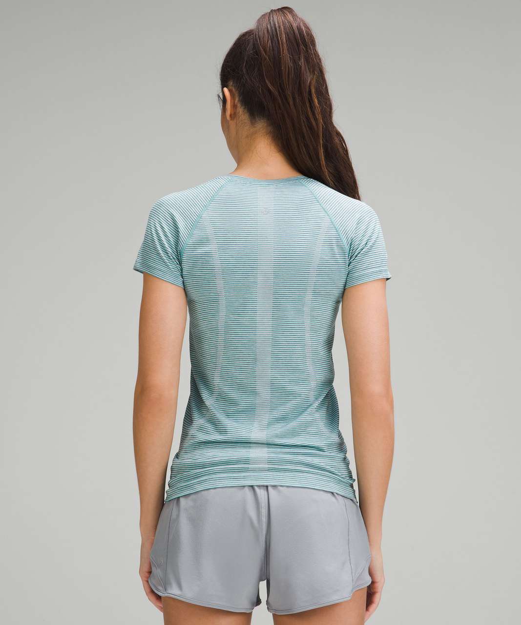 Lululemon Swiftly Tech Short Sleeve Shirt 2.0 - Tetra Stripe Vapor / Rhino Grey / Wild Indigo / Maldives Green