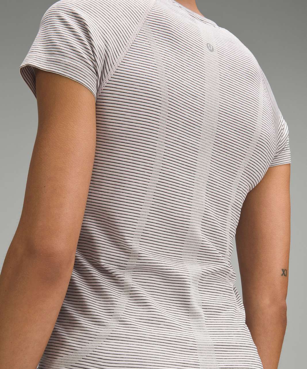 Lululemon Swiftly Tech Short-Sleeve Shirt 2.0 - Tetra Stripe Vapor / Black / Velvet Dust / Pink Peony