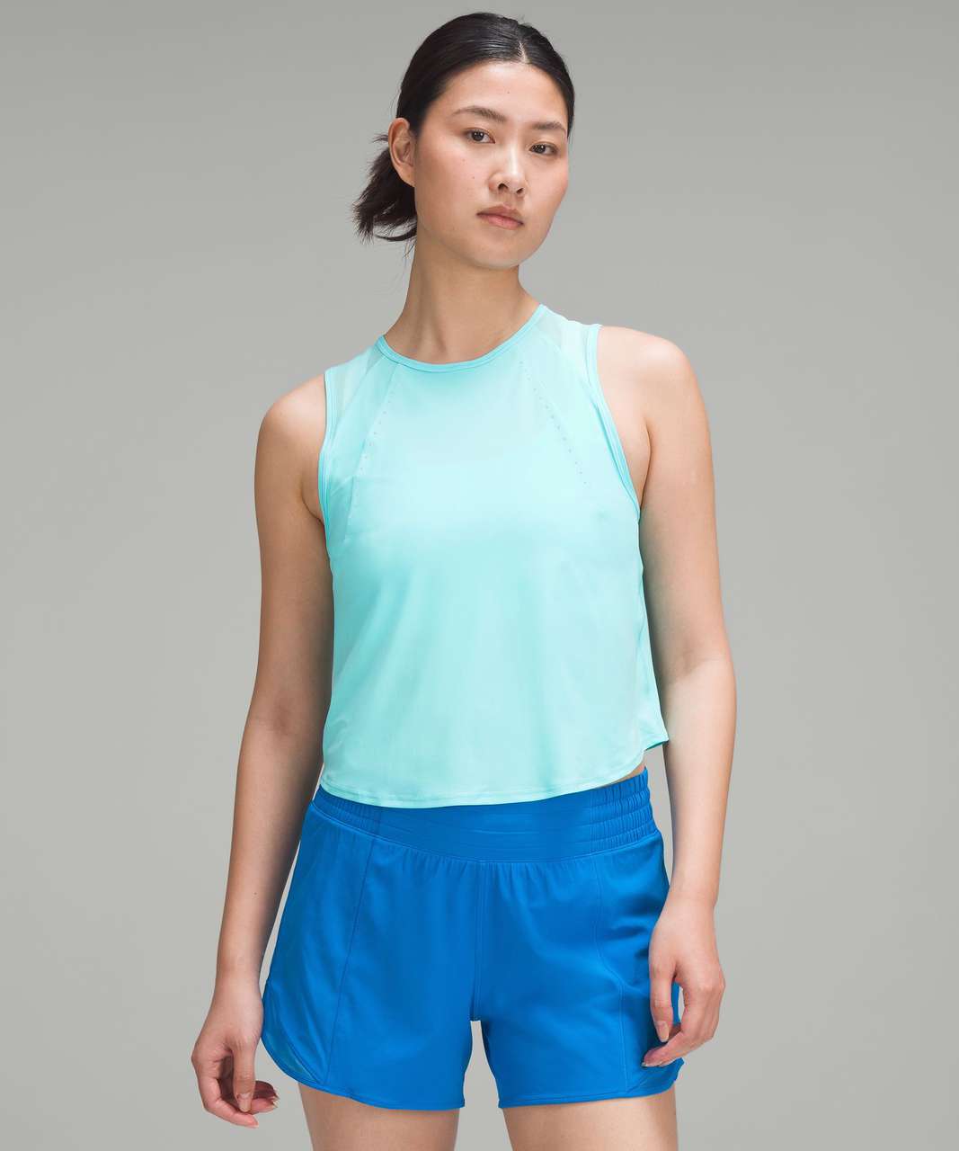 Lululemon Sculpt Cropped Tank Top - Cyan Blue - lulu fanatics