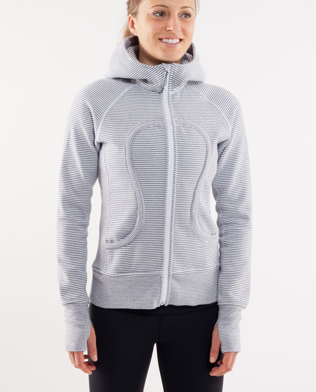 Lululemon Scuba Hoodie *Stripe - White Heathered Blurred Grey Classic Stripe