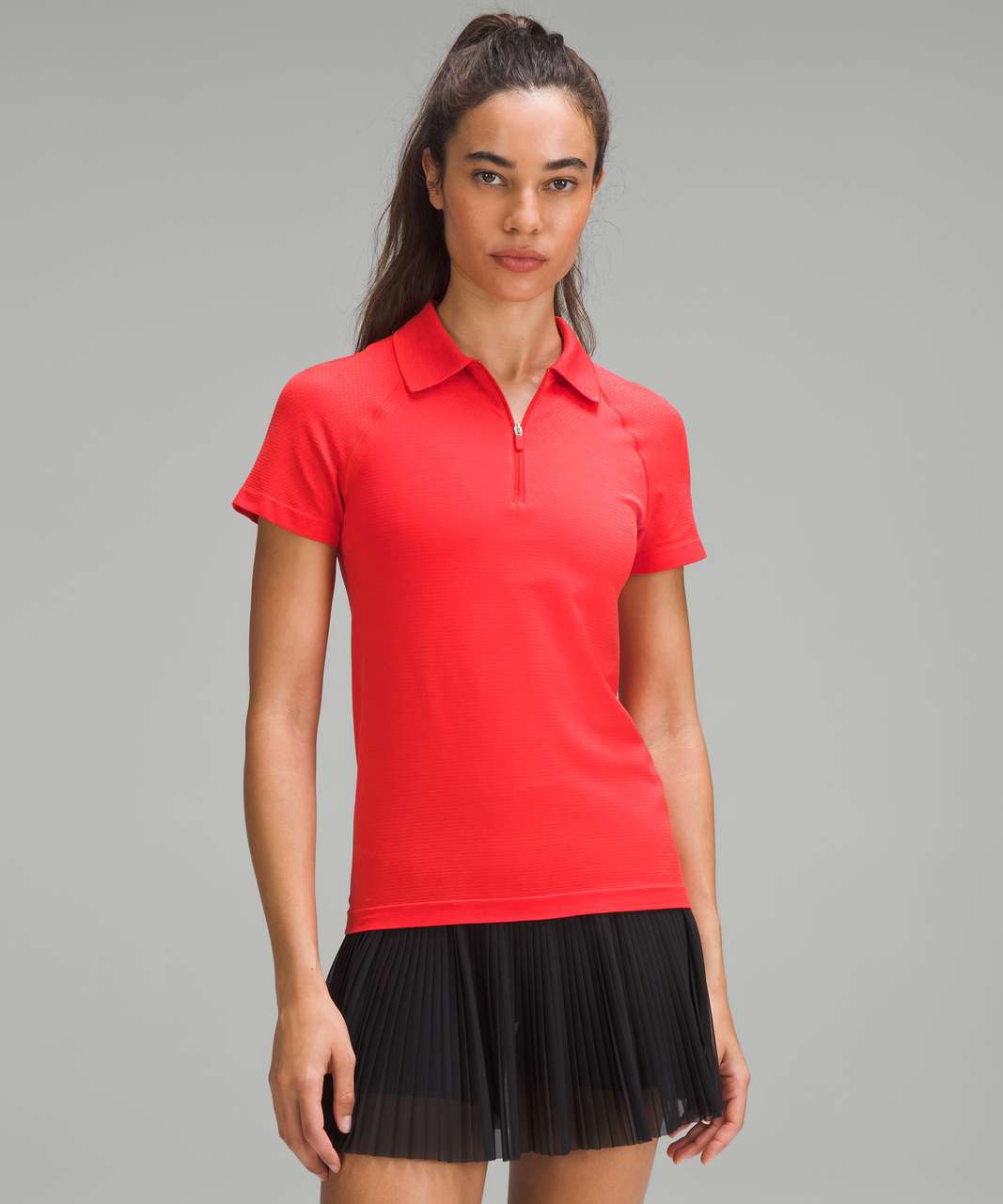 Lululemon Swiftly Tech Relaxed-Fit Polo Shirt Size 10 Cropped Hot Heat Red  Glow