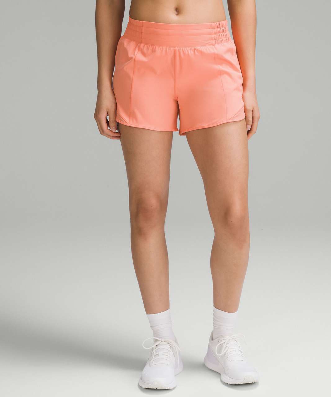 Lululemon Hotty Hot High-Rise Lined Short 4" - Sunny Coral